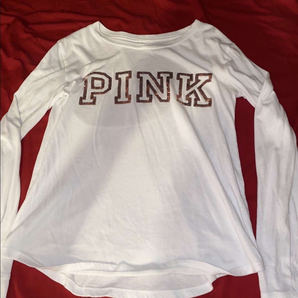 white with rose gold glitter print//medium